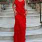 Red Ruffles Long Formal Dress Elegant Evening Dress    fg1806