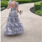 Beautiful Floral Print Chiffon Long Prom Dresses Evening Dress      fg1915