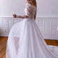 White lace tulle long prom dress, white lace tulle evening dress    fg3859