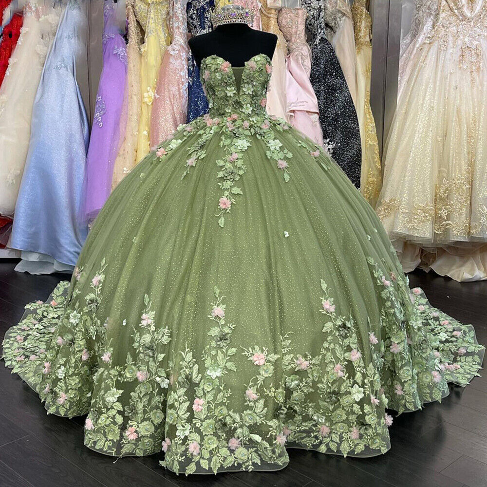 Quinceanera Dresses Ball Gown Lace Ball Gown Sweet 16 Dress With Flowers       fg486