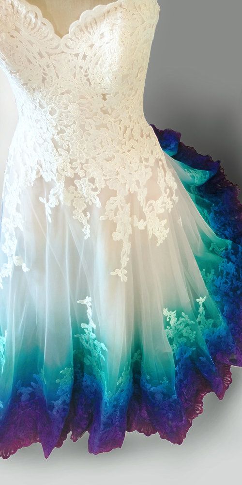 Colorful Ombré Wedding Dress Ball Gown   fg2685