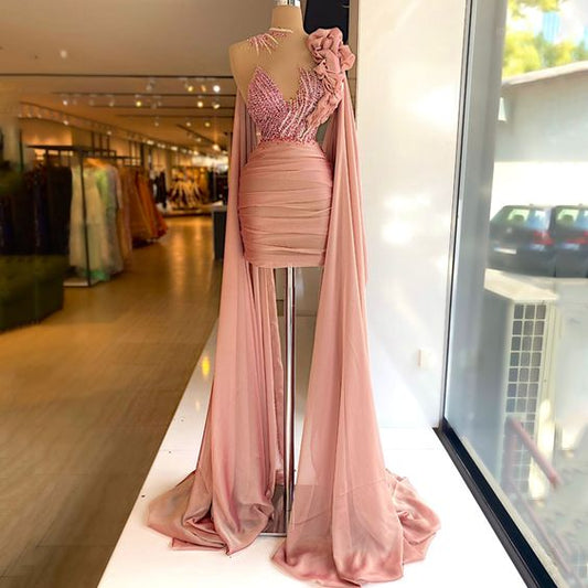 pink prom dresses, mini prom dresses, pleats prom dresses, beaded prom dresses, sheath prom dresses    fg1542