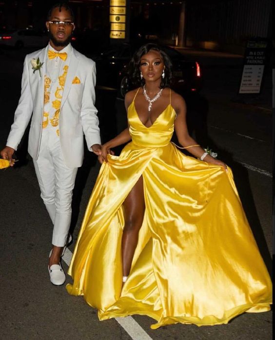 Charming Yellow Satin Long Prom Evening Dresses       fg1600