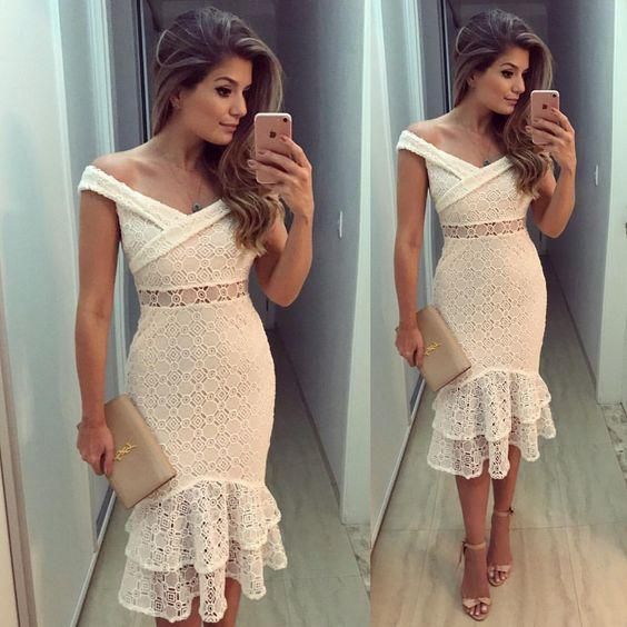 off the shoulder white prom dress     fg1203