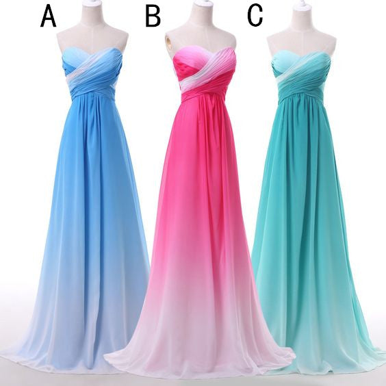 Pretty Pink Sweetheart Long Gradient Chiffon Prom Dresses,Elegant Prom Gowns     fg1821