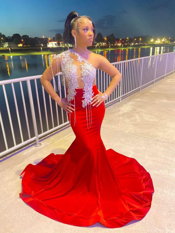 Stunning and Elegant Princess Party Wear Gown Red Prom Dresses     fg1141