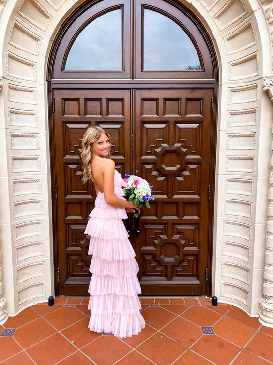 a-line pink long prom dress , unique prom dress     fg2142