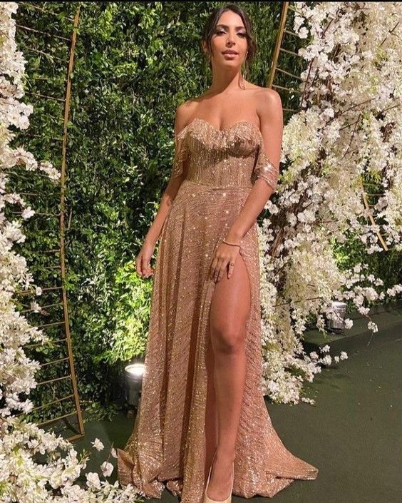 Champagne Long Prom Dress Women Sexy Dresses Elegant Party Dress     fg1960