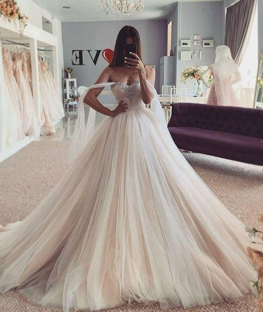 Long Wedding Dresses Sweetheart Neck Simple Cheap Prom Dress      fg2114