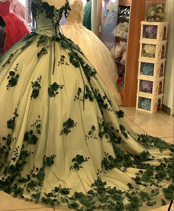 Green quinceañera dress Ball Gown Prom Dresses Evening Gown    fg2867