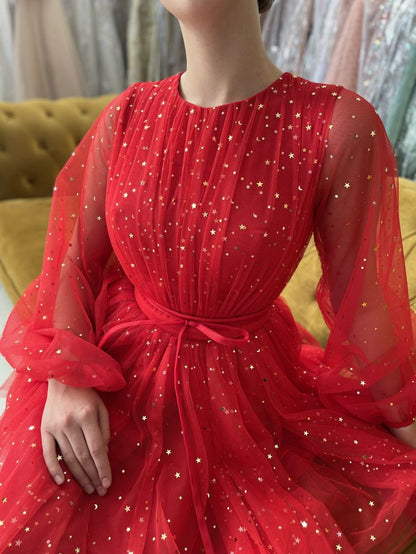 Long Sleeves Short Red Prom Dresses, Red Long Sleeves Short Formal Graduation Dresses  homecoming dress  fg3315