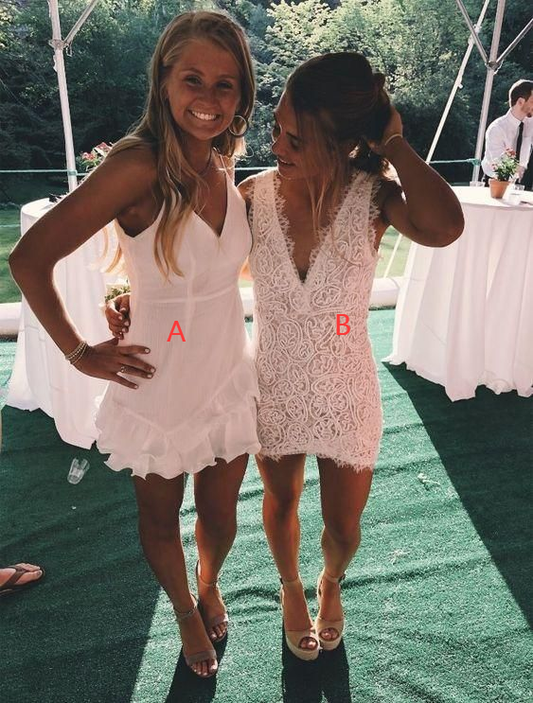 white hoco dress short homecoming dresses    fg1491