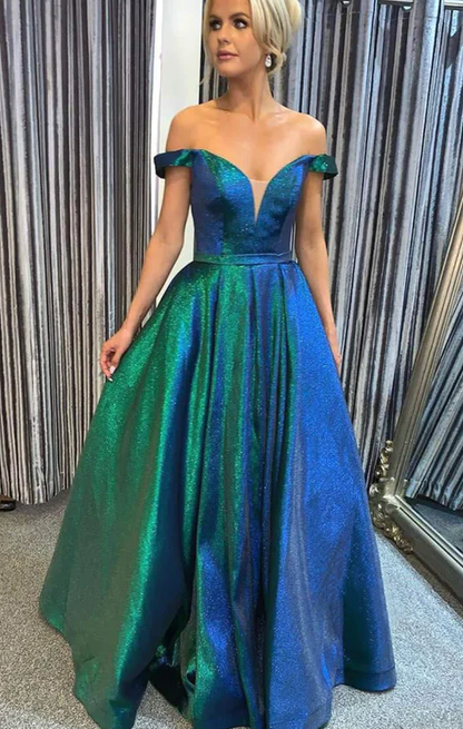 Attractive A-line off shoulder long prom dress evening dress     fg1306