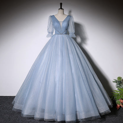 Blue evening dress new long ball gown tulle prom dress      fg145