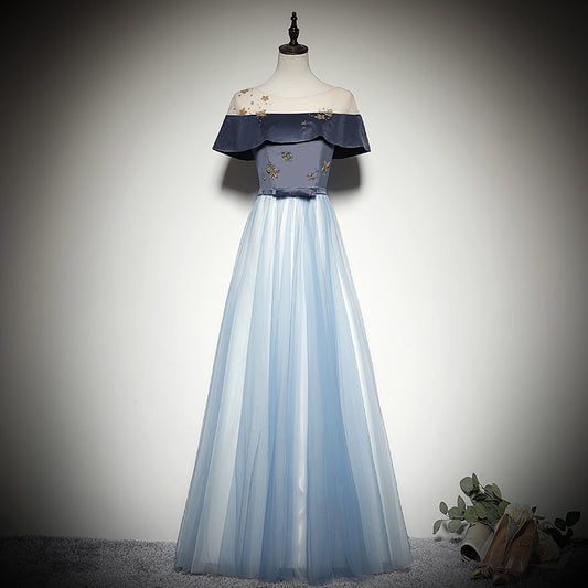 Simple and generous dress new style blue bridesmaid dress evening dress prom dress      fg168