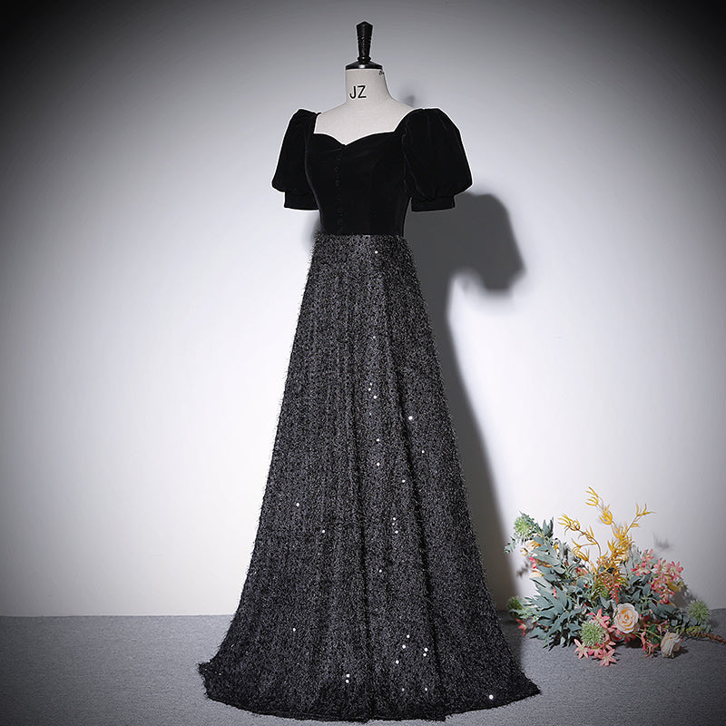 A line black evening dress new prom dress party gowns     fg214