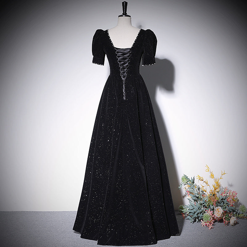 A line black evening dress new prom dress party gowns     fg215