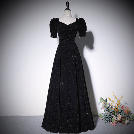 A line black evening dress new prom dress party gowns     fg215