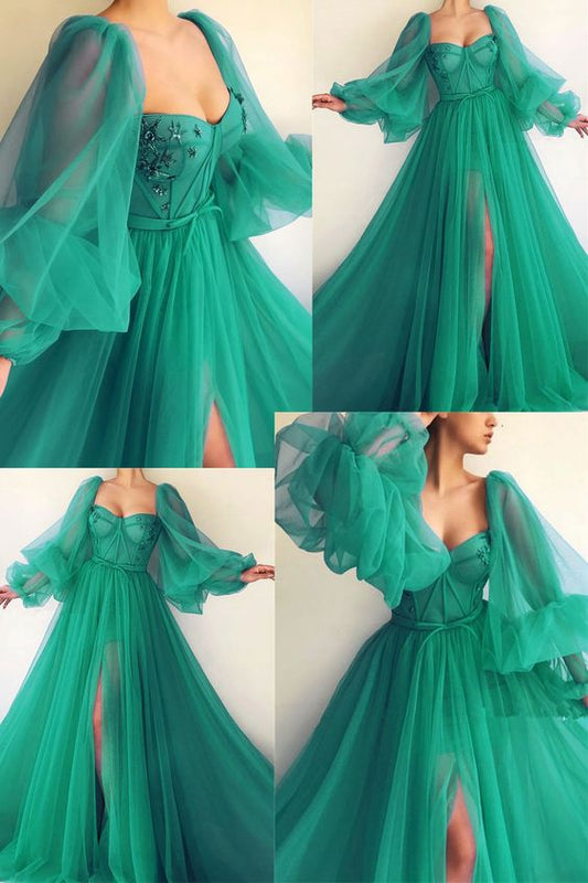 Puff Sleeve Prom Dresses    fg249