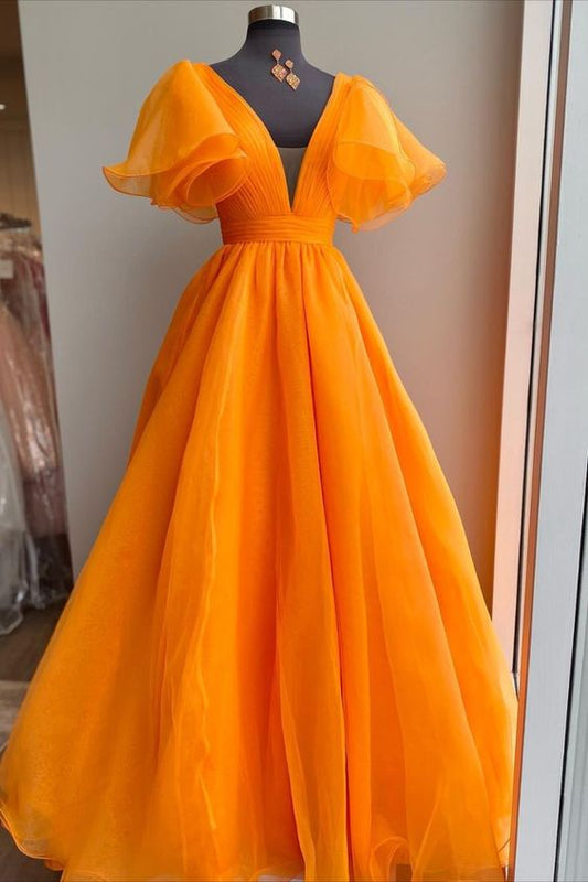 Uniqus Long Prom Dress Orange Formal Dress    fg305