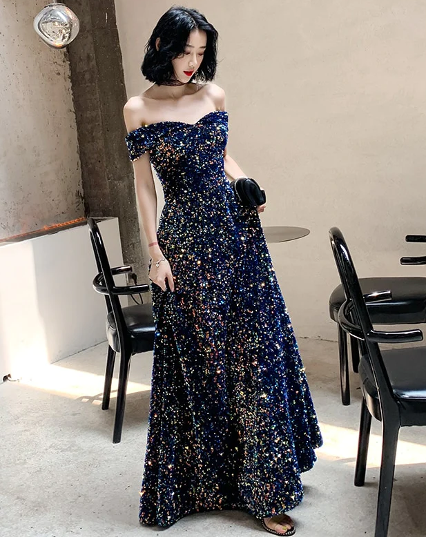 OFF-THE-SHOULDER SEQUIN KOREAN PROM GOWN       fg531