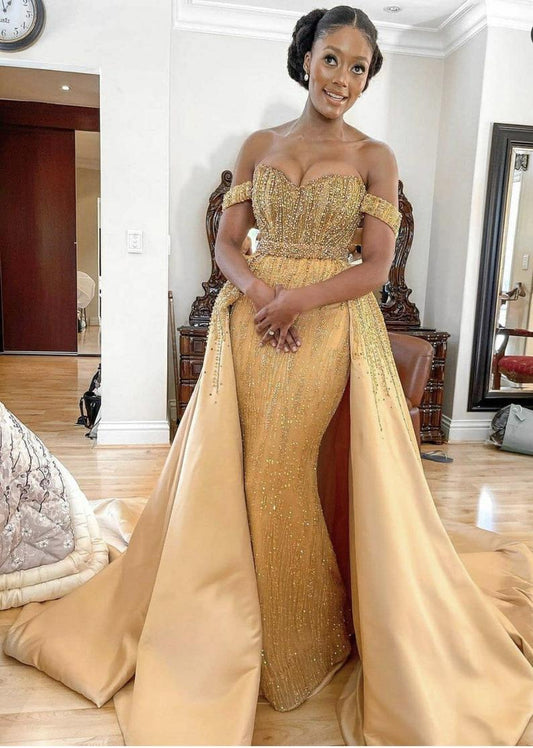 Gold dress, long party dress, wedding reception dress, birthday dress, graduation dress, prom dress, reception dress women clothing     fg764