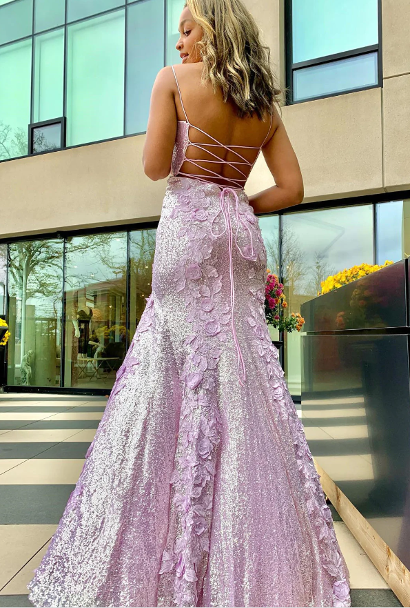 Sweetheart Neck Backless Mermaid Purple Long Prom Dresses, Mermaid Purple Lace Formal Graduation Evening Dresses    fg827