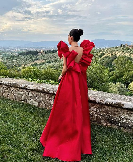 Red long formal prom dress, long evening party Gown     fg899